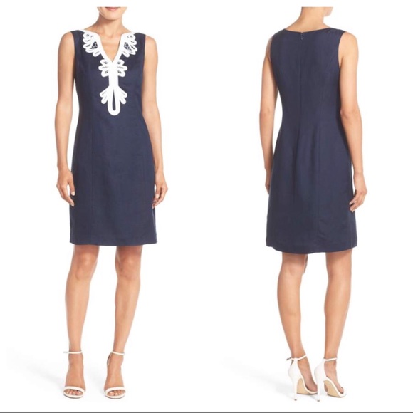 eliza j embroidered sheath dress
